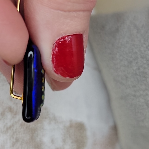 Hand Crafted Dichroic Gemoetric Blue Red Purple Gold Stick lapPin 1/2" x 3" #2 - Picture 9 of 11